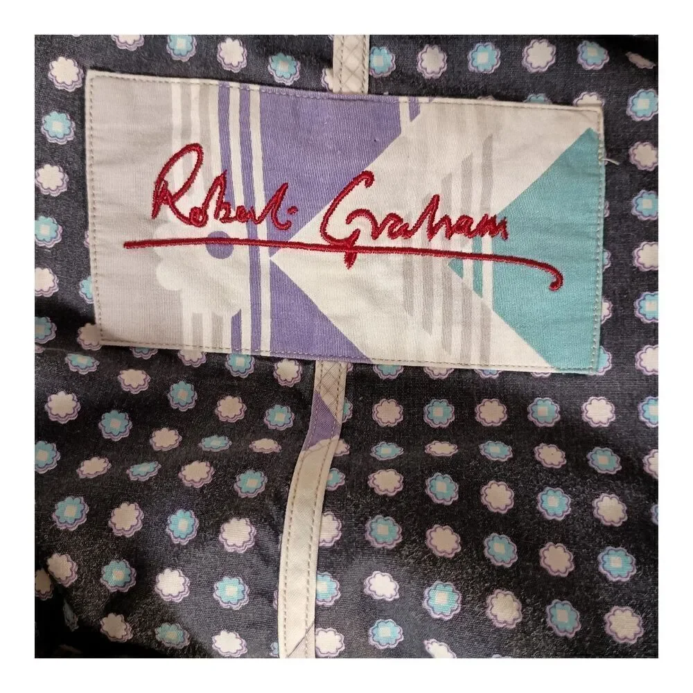 Robert Graham Sport Coat Blazer 100% Cotton Yellow Blue Striped Men's Large